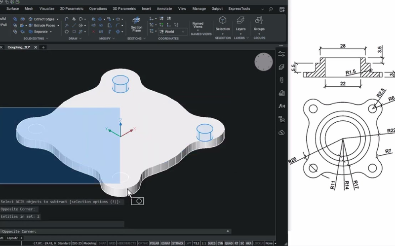 Creating a Flange Coupling in BricsCAD Mechanical